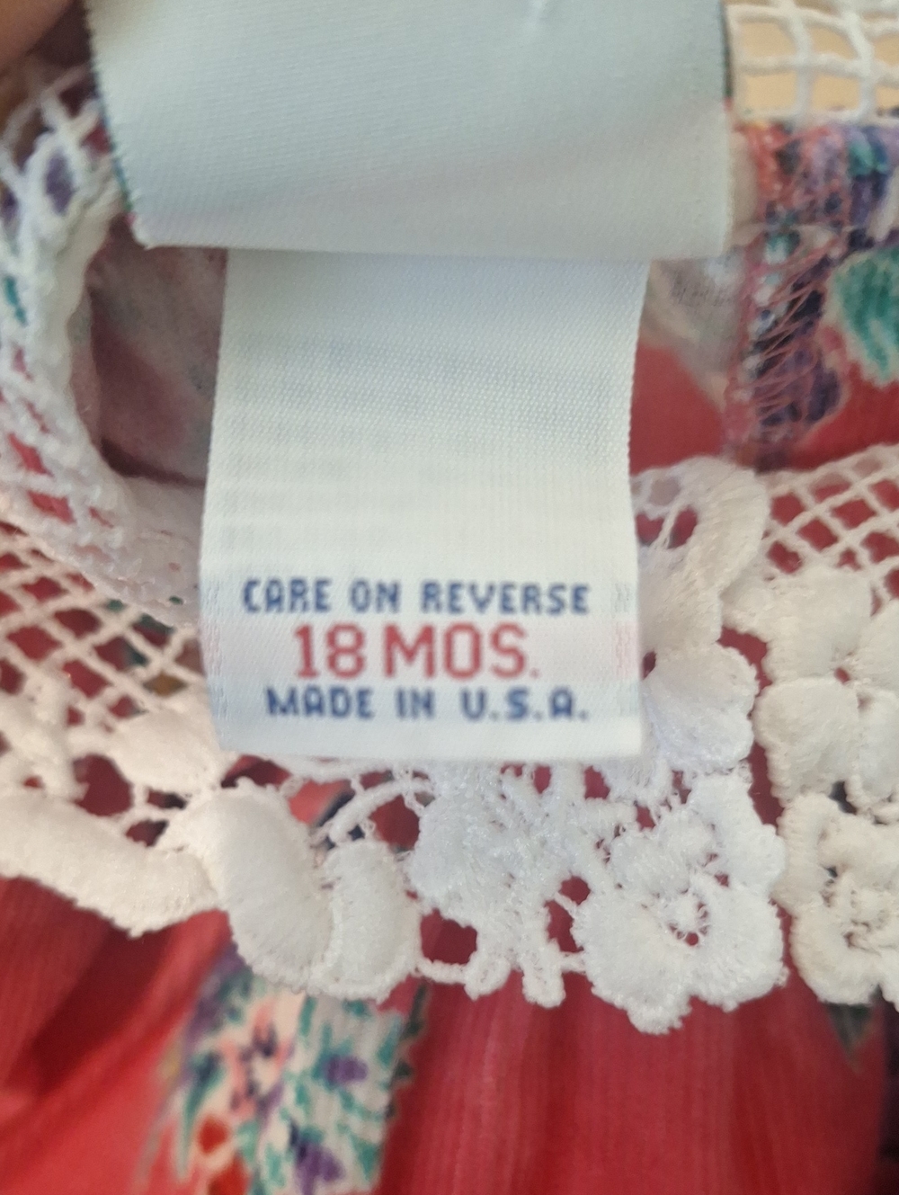 Vintage OshKosh B'gosh The Genuine Article Coral Floral Corduroy Dress 18 mos - Picture 7 of 8
